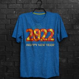 Neon Happy New Year 2022 Vector T-shirt Design Mockup