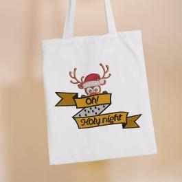 Oh Holy Night Embroidery Tote Bag Design Mockup