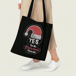 Yes I Am A Christmas Freak Embroidery Tote Bag Design Mockup