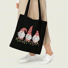 Christmas With My Gnomies Embroidery Tote Bag Design Mockup