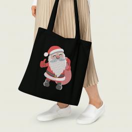 Christmas Santa Claus Embroidery Tote Bag Design Mockup