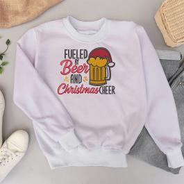 Fueled By Beer And Christmas Cheer Embroidery T-shirt Design Mockup