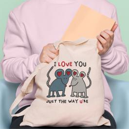 Cute Mouse Valentine Couple Embroidery Tote Bag Design Mockup
