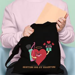 Hunting For My Valentine Embroidery Tote Bag Design For Mockup