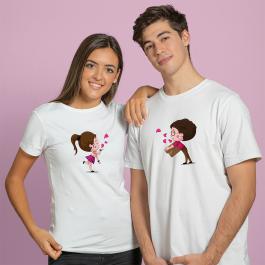 Girl Flying Kiss Valentine Vector T-shirt Design Mockup