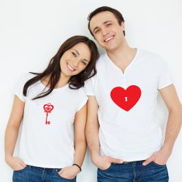Valentine Heart Lock Key Vector Art T-shirt Design Mockup
