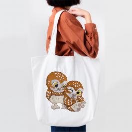 Owl Kitty Digitized Embroidery Design Bag Mockup Design