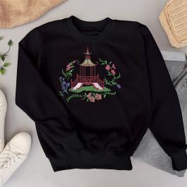 Floral Garden Embroidery Design T-shirt Mockup