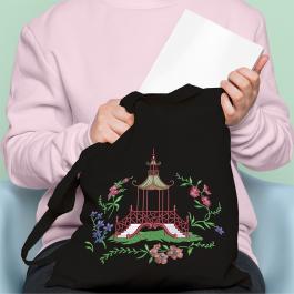 Floral Garden Embroidery Design Tote Bag  Mockup