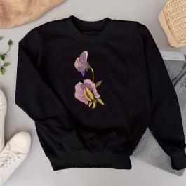 Columbine Flower Embroidery T-shirt Design Mockup