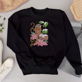 Floral Sparrow Embroidery T-shirt Design Mockup