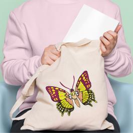 Colorful Butterfly Embroidery Design Tote Bag Mockup