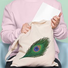 Peacock Feather Embroidery Design Tote Bag Mockup