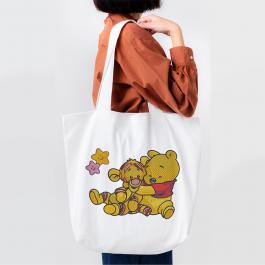 Pooh And Piglet Embroidery Tote Bag Design Mockup