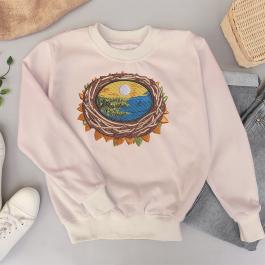 Bird Nest Embroidery T-shirt Design Mockup