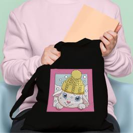 Cute Easter Bunny Embroidery Tote Bag Design Mockup