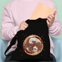 Phoenix Embroidery Tote Bag Design Mock