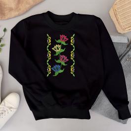 Floral Seamless Border Embroidery T-shirt Design Mock