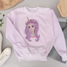 Unicorn Girl Embroidery T-shirt Design Mockup