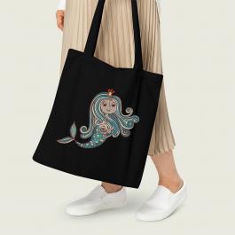 Mermaid Machine Embroidery Design Tote Bag Mock Up
