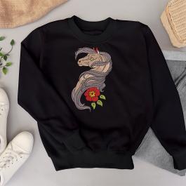 Horse with Flower Embroidery Designs T-Shirt Mockup