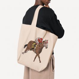 Jockey Horse Racing Embroidery Design Tote Bag Mockup | Cre8iveSkill