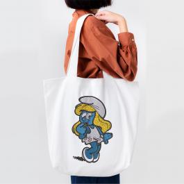 Smurf Cartoon Embroidery Designs Tote Bag Mockup | Cre8iveSkill