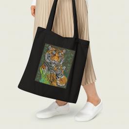 Tiger with Cubs Embroidery Designs Tote Bag Mock up | Cre8iveSkill