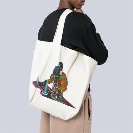 Dj Cartoon Digitized Embroidery Designs Tote Bag Mock up | Cre8iveSkill