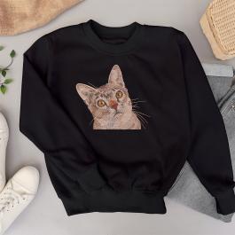 Domestic Short Haired Cat Embroidery Design T-Shirt Mock up | Cre8iveSkill