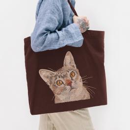 Domestic Short Haired Cat Embroidery Design Tote Bag Mock up  Cre8iveSkill