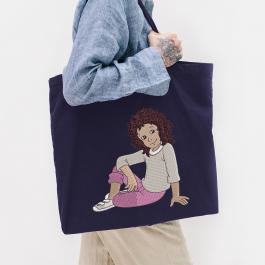 Cartoon Girl Embroidery Designs Tote Bag Mock up  Cre8iveSkill