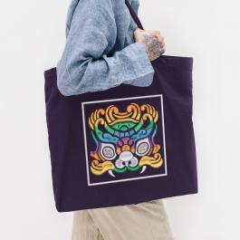 Scary Evil Face Embroidery Designs Tote Bag Mock up | Cre8iveSkill