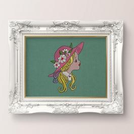 Girl With Hat Embroidery Design Girl Wall Frame Mockup Design | Cre8iveSkill