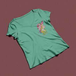 Girl With Hat Embroidery Design T-shirt Mock up | Cre8iveSkill