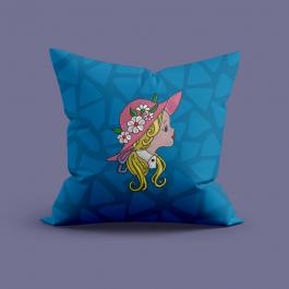 Girl With Hat Embroidery Design Pillow Mock up | Cre8iveSkill