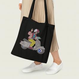 Scooter Girl Embroidery Design Tote Bag Mock up | Cre8iveSkill