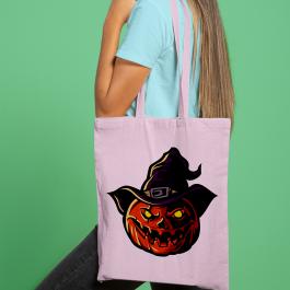 Pumpkin Face With Hat Vector Art Tote Bag Mockup | Cre8iveSkill