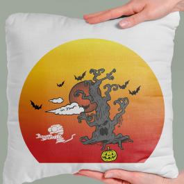 Halloween Tree Vector Art Design Cushion Cover Mockup | Cre8iveSkill