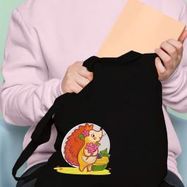Cute Hedgehog Embroidery Design Tote Bag mockup