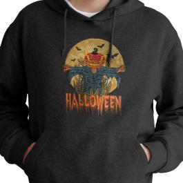 Halloween Pumpkin Scarecrow Embroidery Design Hoodie Mockup