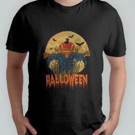 Halloween Pumpkin Scarecrow Embroidery Design T-shirt Mockup
