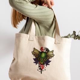 Skull Embroidery Design Tote Bag Mockup
