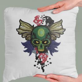 Skull Embroidery Design Cushion Mockup