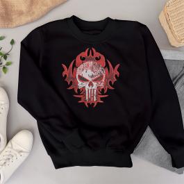 Fire Flames Punisher Skull Embroidery Design T-shirt Mockup