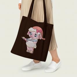 Cute Sheep Brushing Her Teeth Embroidery Design Tote Bag Mockup