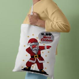 Cool Dude Santa Embroidery Design Tote Bag Mockup