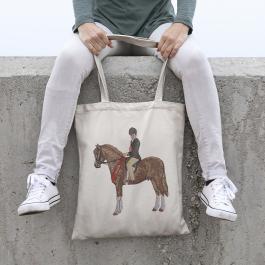 Horse Rider Embroidery Design Tote Bag Mockup