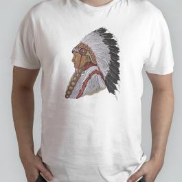 Native American Indian Chief Embroidery Design  T-shirt Mockup