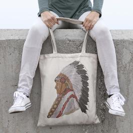 Native American Indian Chief Embroidery Design  Tote Bag  Mockup